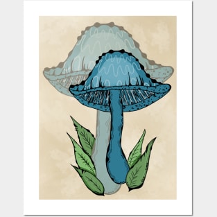 Blue Magic Mushroom, Classic Family Portrait Style Posters and Art